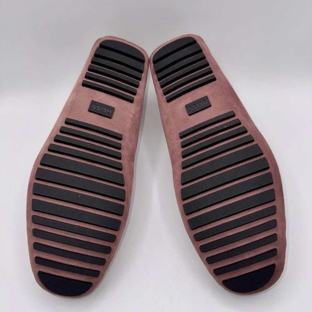Hugo Boss Driver Mix Saddle Loafers‎ Men's Size 9.5 Open Pink Suede Dustbags